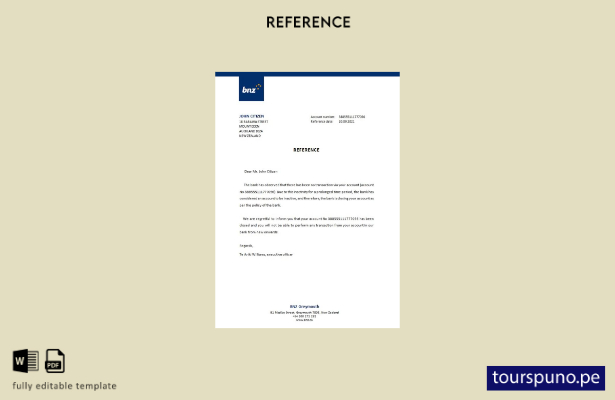 lista para imprimir plantilla de referencia de cierre de BNZ de Nueva Zelanda